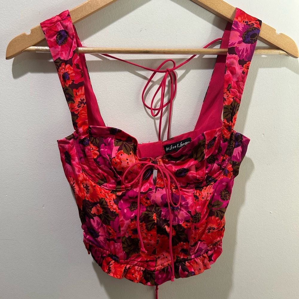 For love and lemons Floral Pink and Red corset top